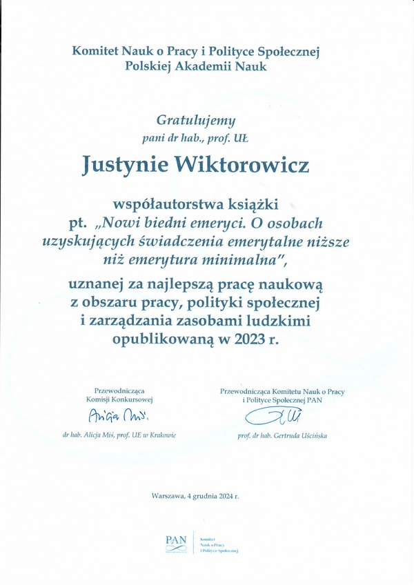 the diploma of the award for one of the co-authors